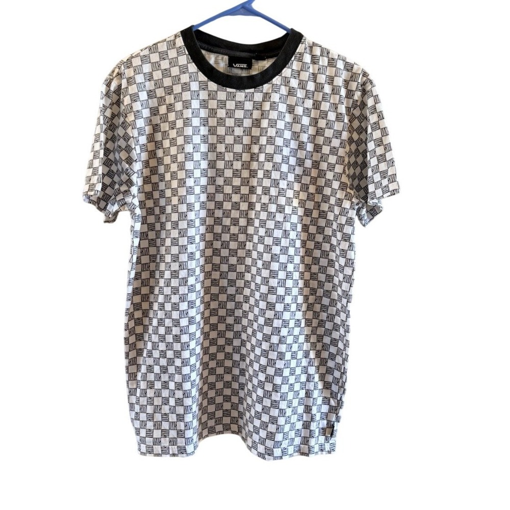 VANS Off the Wall Men's T-Shirt Medium Black White Logo Checker Design